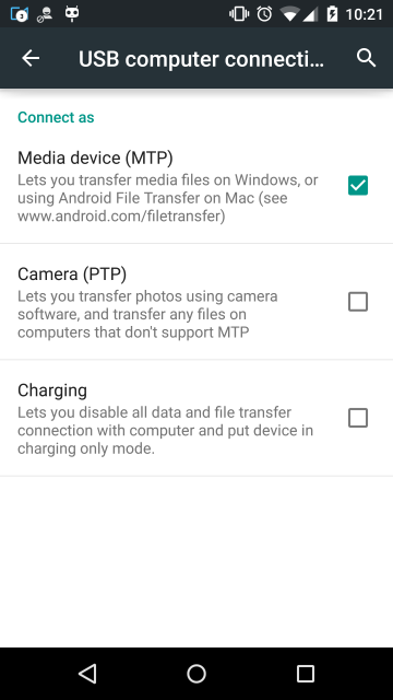 connection usb windows 10